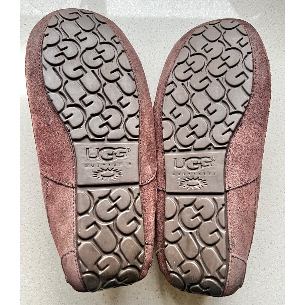 UGG Mens Size 11 Chestnut Suede & Lambs Wool Lined House Slippers - Picture 9 of 11
